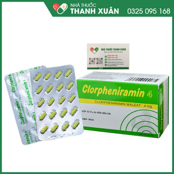 Clorpheniramin 4 - Điều trị viêm mũi dị ứng, chảy nước mũi, nghẹt mũi, sổ mũi